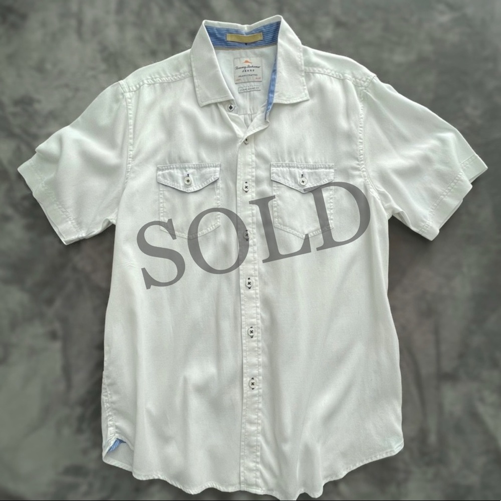 TOMMY BAHAMA Island Modern Fit White Button Up MED